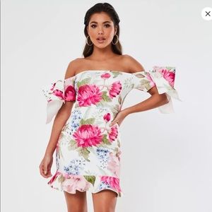 Missguided Floral Scuba Ruffle Bow Mini Dress 4